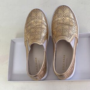 Cole Haan Women's Metallic Gold Slip-On Sneakers